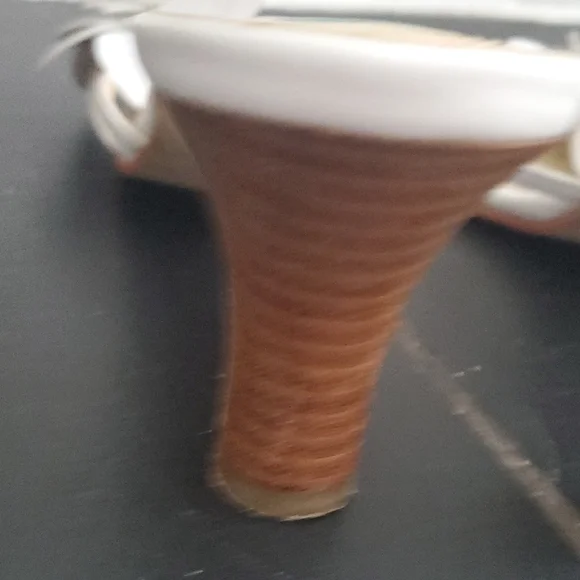 Figaro Club Ivory Floral Mid-Heel Slide Sandals With Heels Sz 5.5 Feminine Cute - Picture 7 of 11